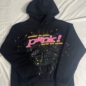 Sp5der P*nk Hoodie Black & Pink